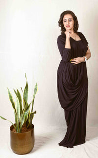 Thumbnail for New Era Black Maxi drape Dress