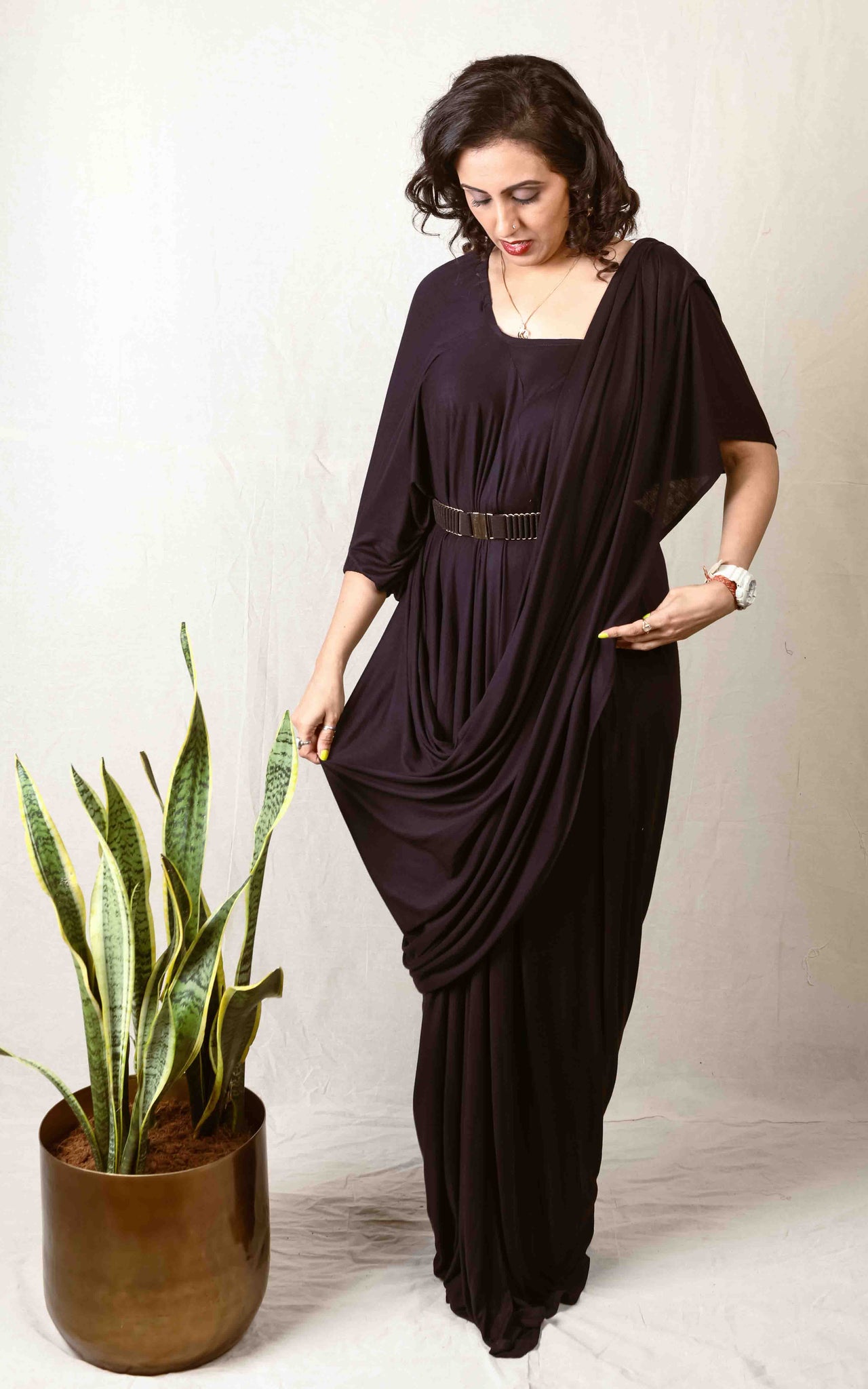 New Era Black Maxi drape Dress