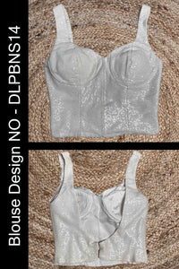 Thumbnail for Radiant Off white Sequin Sleeveless Corset Blouse