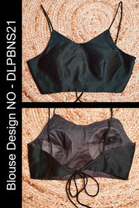 Thumbnail for Midnight Forest Charm Dark Green Artificial Silk Blouse