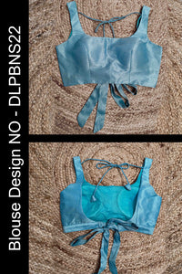 Thumbnail for Serene Sky Back Bow-Tie Blouse