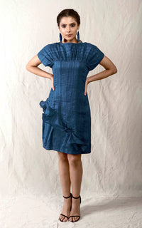 Thumbnail for Tussar Silk Fitted Cascade Dress