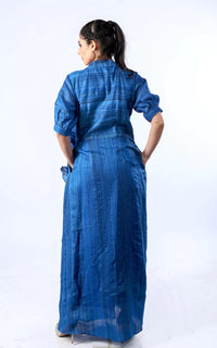 Thumbnail for Tussar Silk Front Tie-up Shirt Dress
