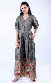 Thumbnail for Handloom Tussar Silk Digital Printed Playsuit