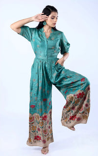 Thumbnail for Handloom Tussar Silk Digital Printed Playsuit