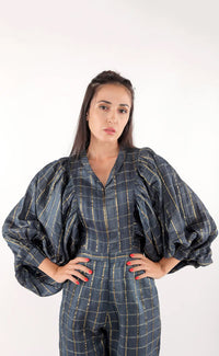 Thumbnail for Pure Zari Silk Mega Sleeve Jumpsuit