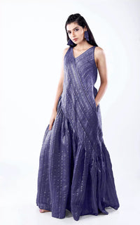 Thumbnail for Ghicha Zari Silk Relaxed Asymmetrical Dress with Pockets