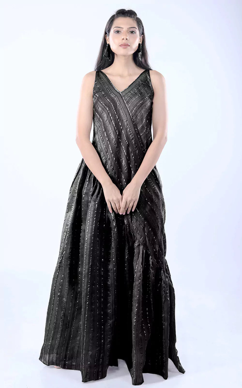 Ghicha Zari Silk Relaxed Asymmetrical Dress with Pockets
