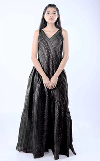 Thumbnail for Ghicha Zari Silk Relaxed Asymmetrical Dress with Pockets