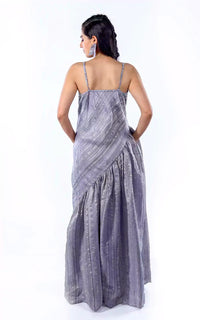 Thumbnail for Ghicha Zari Silk Relaxed Asymmetrical Dress with Pockets