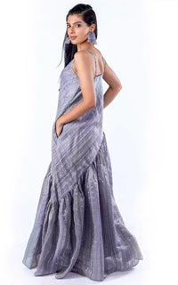 Thumbnail for Ghicha Zari Silk Relaxed Asymmetrical Dress with Pockets