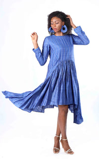 Thumbnail for Tussar Silk Zari Stripe Long Dress