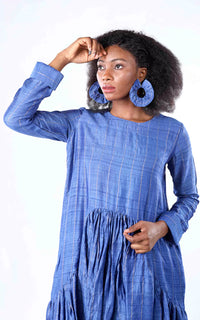 Thumbnail for Tussar Silk Zari Stripe Long Dress