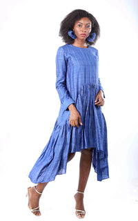 Thumbnail for Tussar Silk Zari Stripe Long Dress