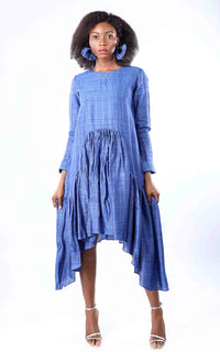 Thumbnail for Tussar Silk Zari Stripe Long Dress