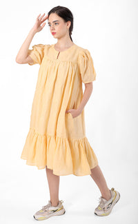 Thumbnail for Fun Vibes Linen Comfy Dress