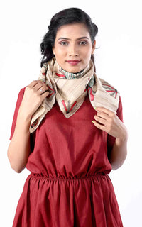 Thumbnail for Madhubani Hand Painted Silk Scarf