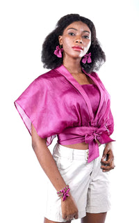 Thumbnail for Tussar Silk Kaftan Double Layered Top