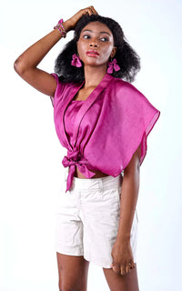 Thumbnail for Tussar Silk Kaftan Double Layered Top