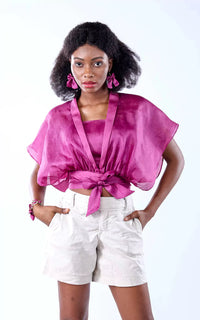 Thumbnail for Tussar Silk Kaftan Double Layered Top