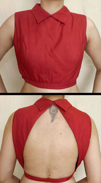 Thumbnail for Tussar Staple Collar Blouse