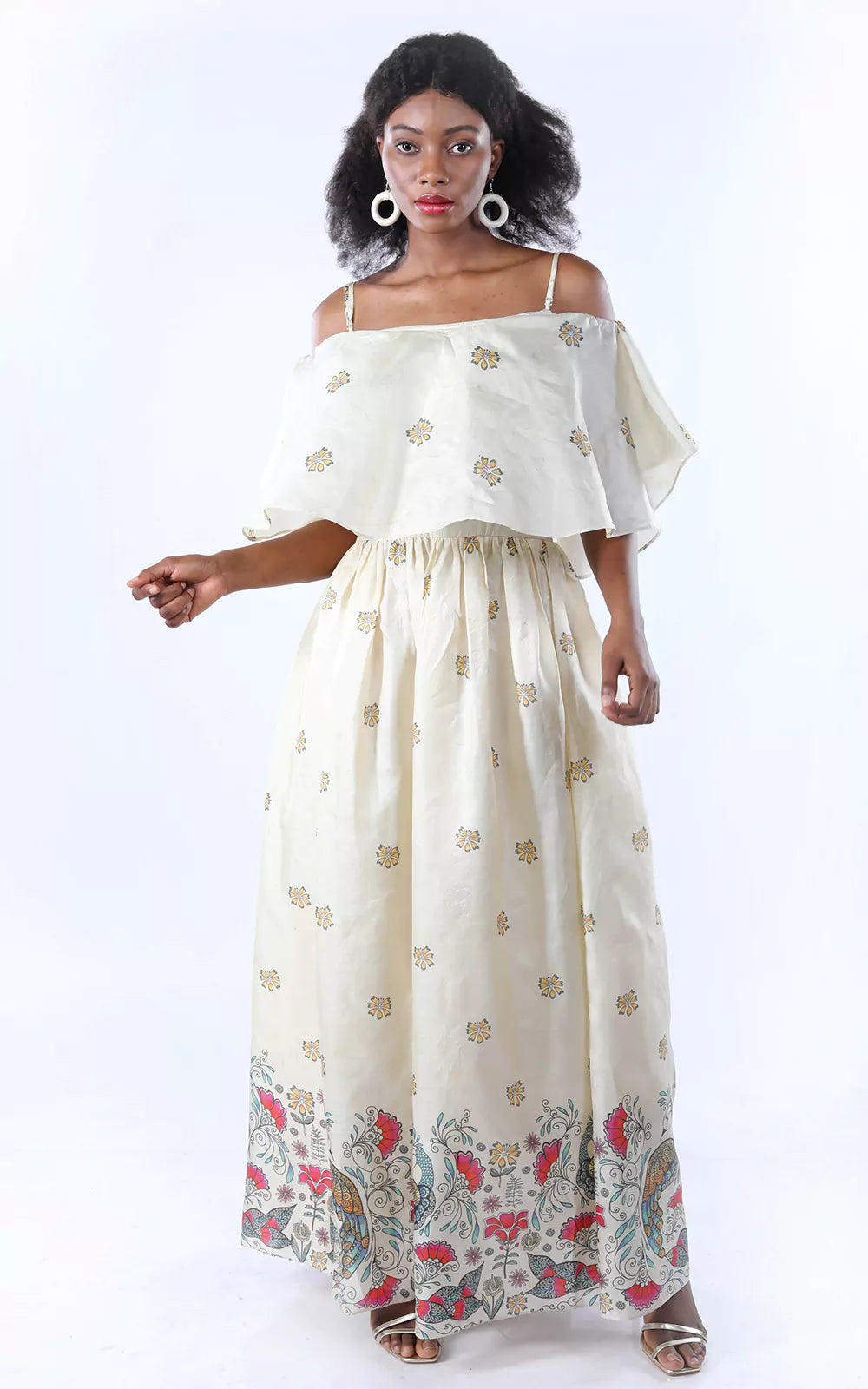 Tussar silk digital printed long dress