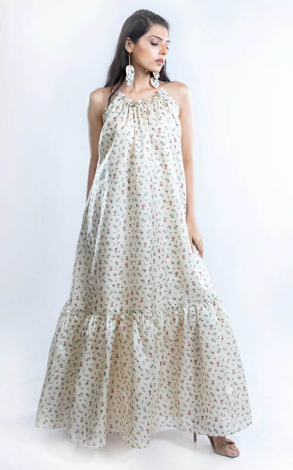 Tussar Silk Digital Printed Long Dress