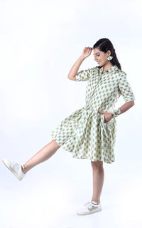 Thumbnail for Tussar Silk Digital Printed Short Dress
