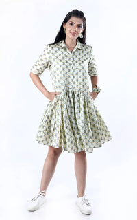 Thumbnail for Tussar Silk Digital Printed Short Dress