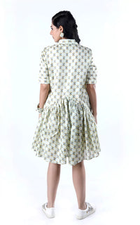 Thumbnail for Tussar Silk Digital Printed Short Dress