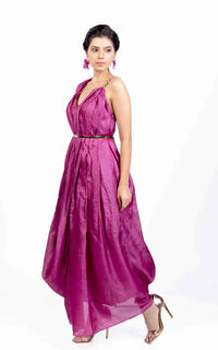 Thumbnail for Tussar Silk Pleated Drape Gown