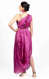 Thumbnail for Tussar Silk Pleated Drape Gown