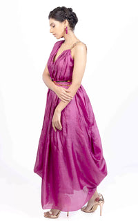 Thumbnail for Tussar Silk Pleated Drape Gown