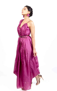 Thumbnail for Tussar Silk Pleated Drape Gown