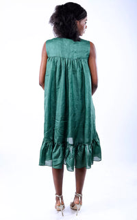 Thumbnail for Tussar Silk Collar Midi Dress