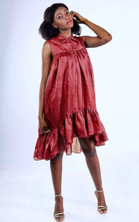 Thumbnail for Tussar Silk Collar Midi Dress