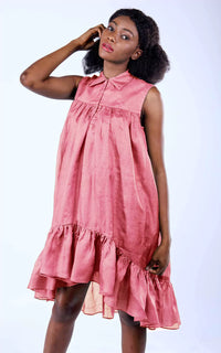 Thumbnail for Tussar Silk Collar Midi Dress