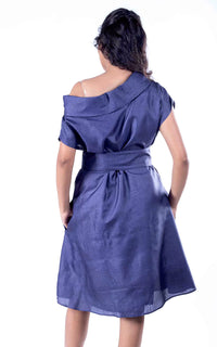 Thumbnail for Tussar Silk Mini Dress with Belt