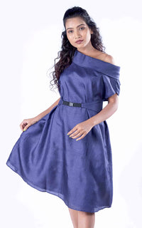 Thumbnail for Tussar Silk Mini Dress with Belt