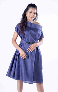 Thumbnail for Tussar Silk Mini Dress with Belt