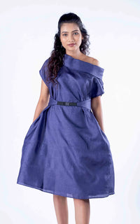 Thumbnail for Tussar Silk Mini Dress with Belt