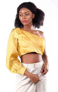 Thumbnail for Tussar Silk Stylist Asymmetric Crop Top