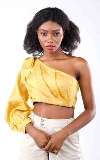 Thumbnail for Tussar Silk Stylist Asymmetric Crop Top
