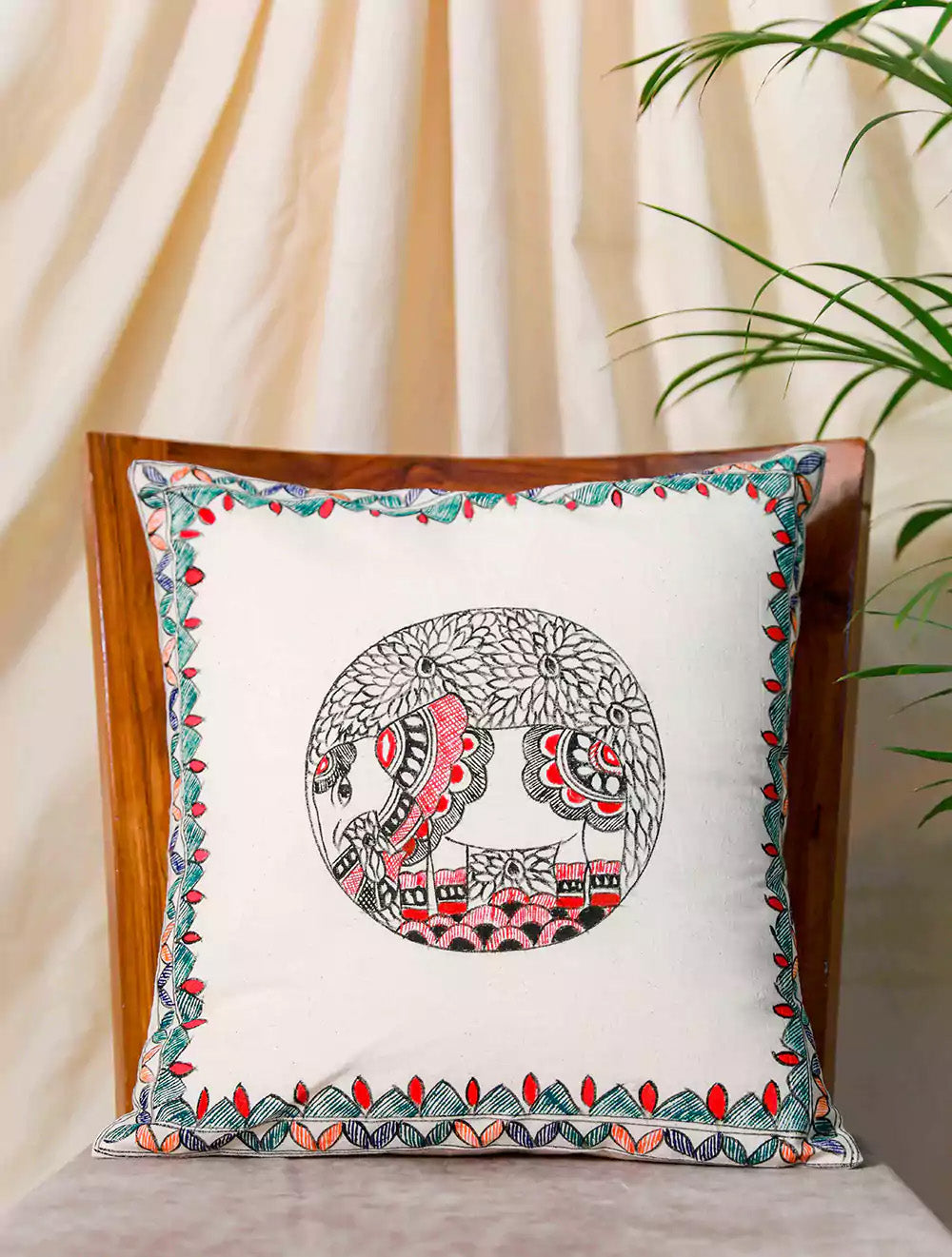 Hand Painted Madhubani Cushion Cover Pack Of 2