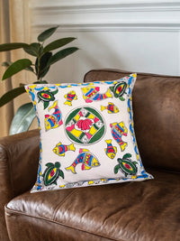 Thumbnail for 16x 16 Hand Painted Madhubani Turtle & Fish Design Cushion Cover