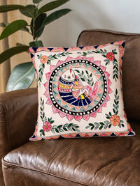 Thumbnail for Madhubani Hand Painted Fish Motive cushion Cover