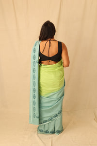 Thumbnail for Stylish Lime Ombre Handloom Pure Cotton Saree With Boder Print