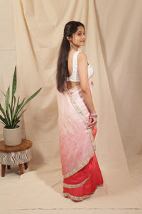 Thumbnail for Royal Ombre Tussar Silk Saree with Pearl Border