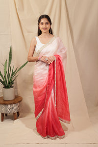 Thumbnail for Royal Ombre Tussar Silk Saree with Pearl Border