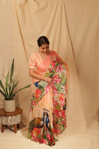 Thumbnail for Lotus & Peacock Symphony Saree